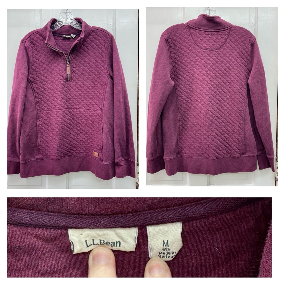 L.L. Bean quilted‎ 1/4 quarter zip pullover sweatshirt jacket women's medium